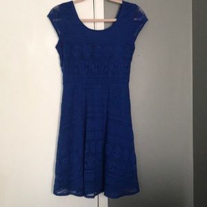 Blue lace skater dress